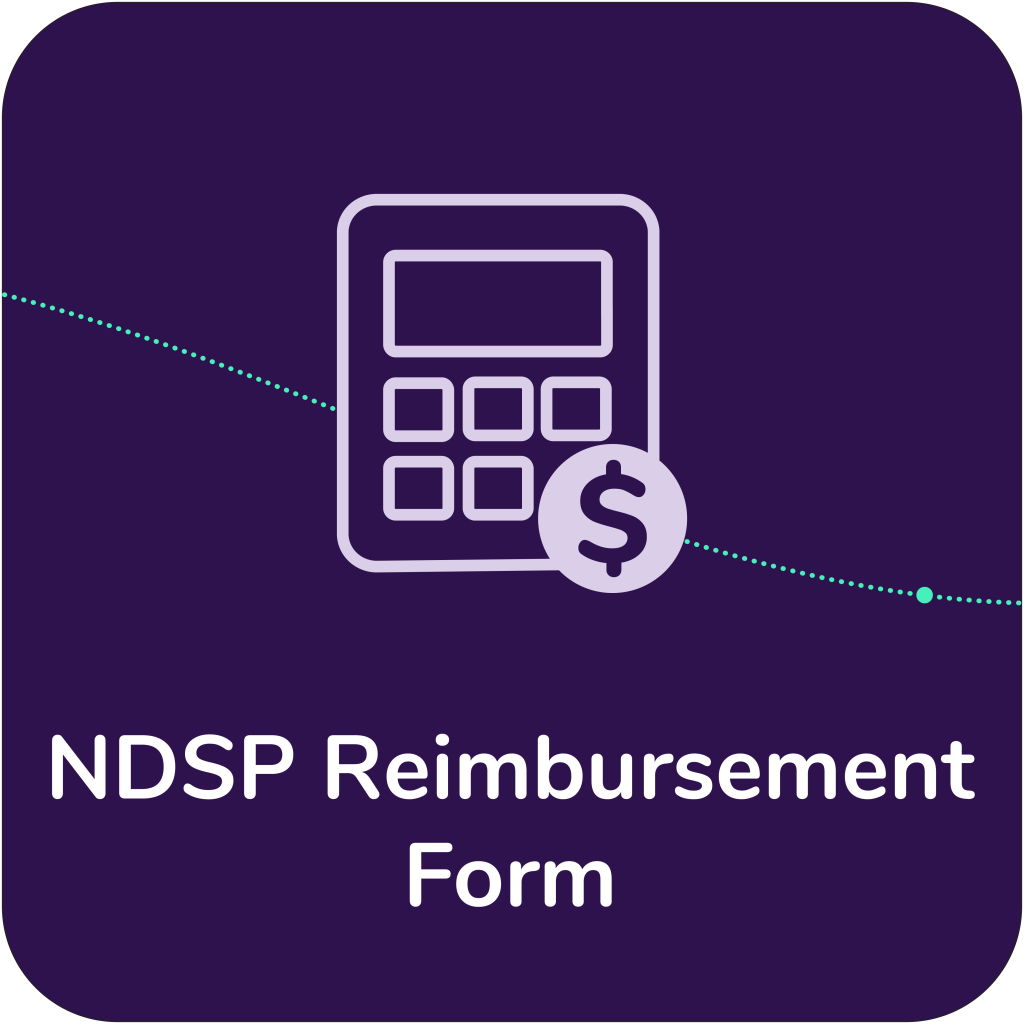 An icon of a calculator with the text NDSP Reimbursement Form written under it